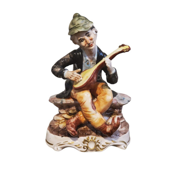 Vtg Capodimonte Porcelain Guitar Player Figurine Statue Sculpture Made in Italy